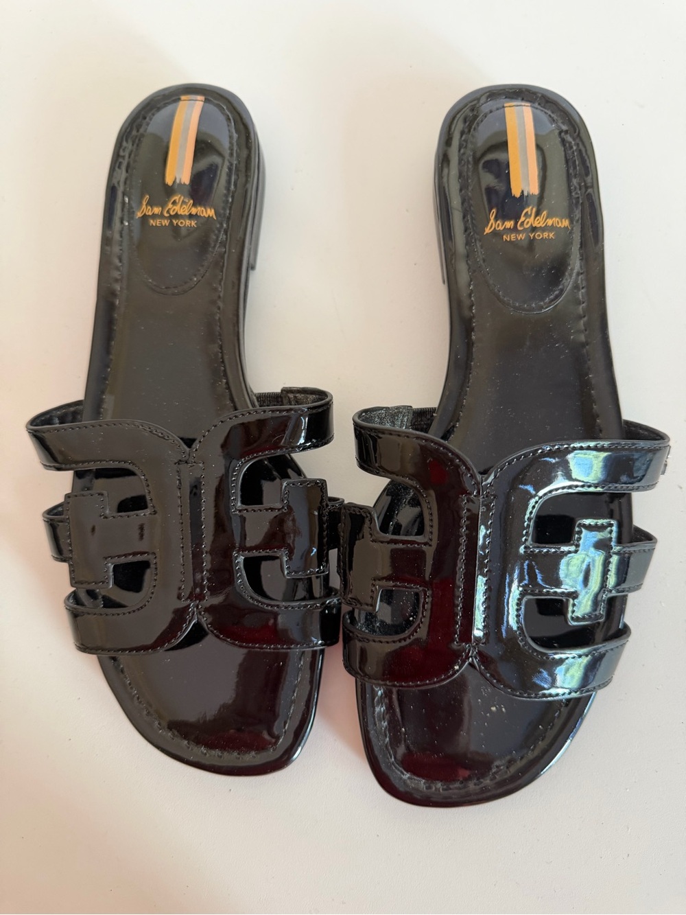 Sam Edelman Black Patent Slide Mules